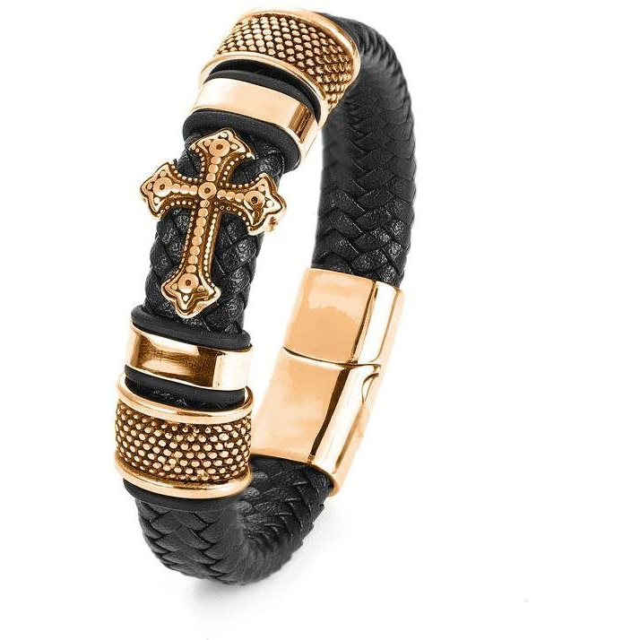 Predator Q1 bőr karkötő - kereszt 22,5cm A7004-6/V (8596544005301)