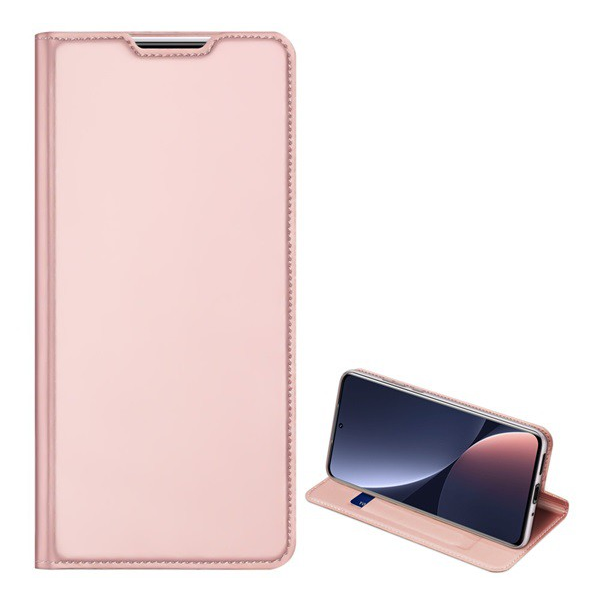 Калъф Xiaomi 12 Pro Dux Ducis Skin Pro Стоящ, кожен ефект (обръщане, странично отваряне, държач за банкова карта, функция за държач за бюро) розово злато