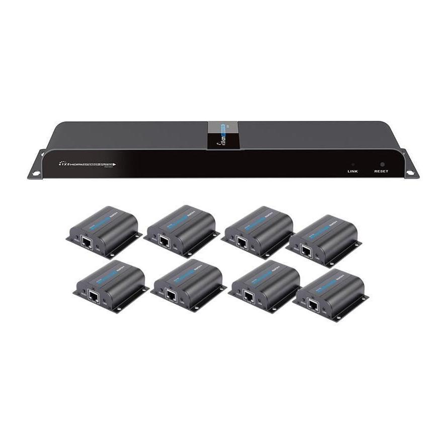 Techly IDATA EX-HL81TY audió/videó jeltovábbító AV adó- és vevőegység Fekete (IDATA-EX-HL81TY)