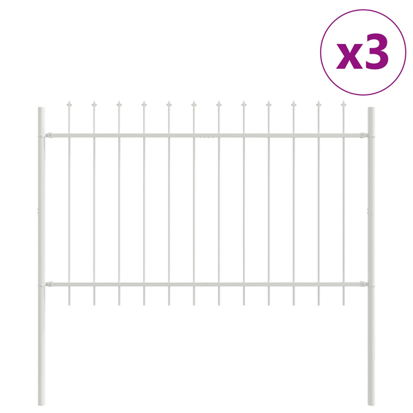 Gard cu vârf de lance Alb 5,1x1,2 m Oțel