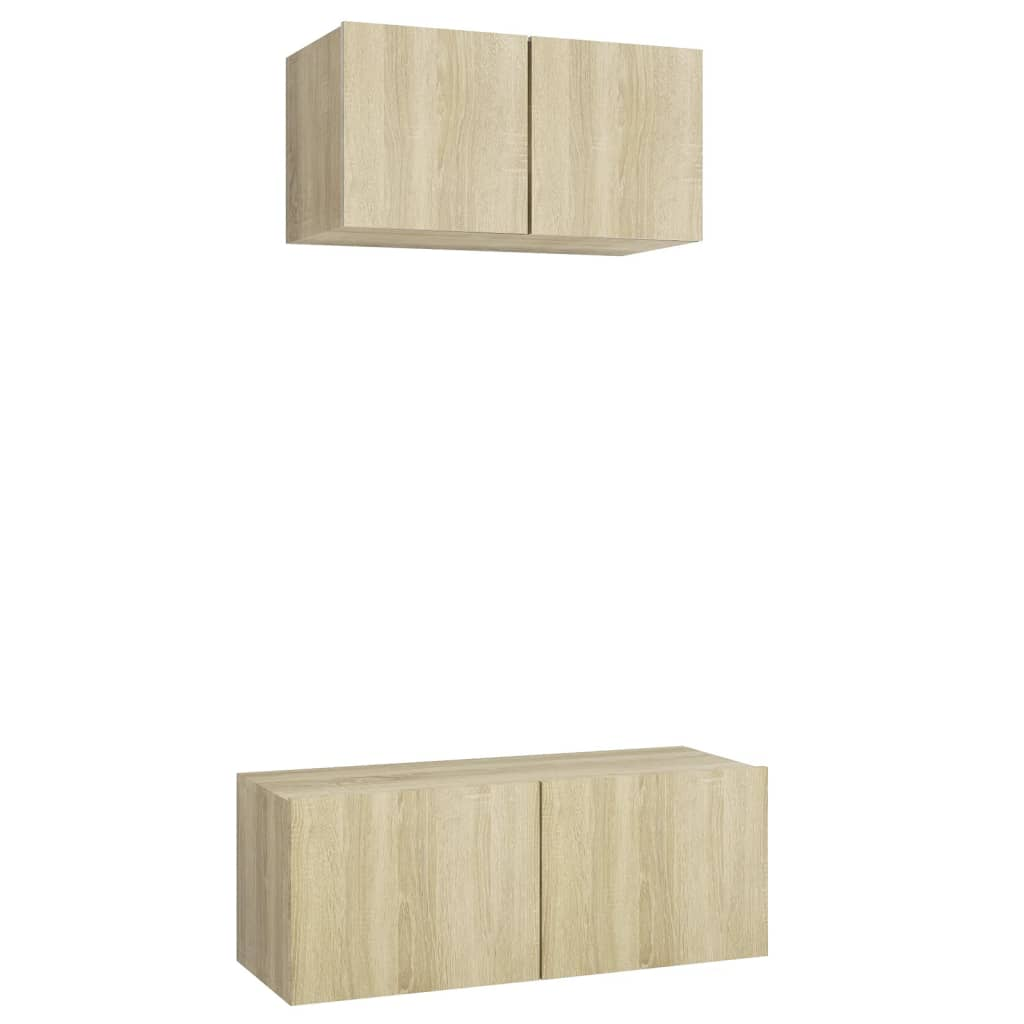 2 részes tölgyszínű forgácslap TV-szekrényszett (3079015)