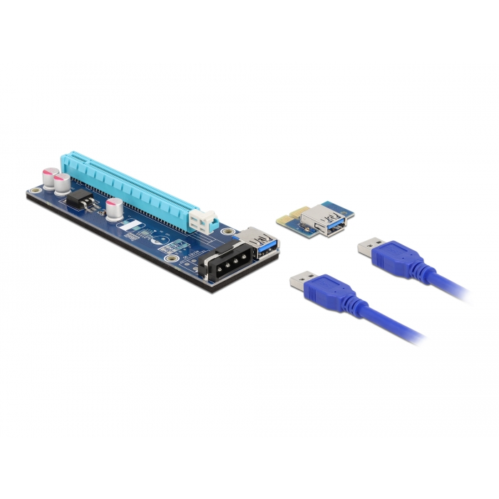 Delock PCI Express Riser kártya x1 - x16, 60 cm-es USB-kábellel (41430) (41430)