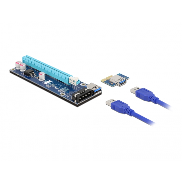 DELOCK Riser Karte PCI Express x1 zu x16 mit 60 cm USB Kabel