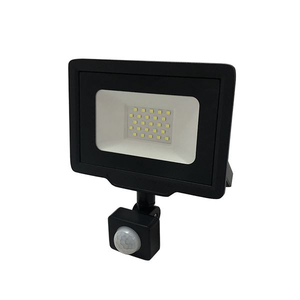 Optonica LED прожектор, 20W SMD външен топло бял с черен сензор (FL20-B2 / 5946)
