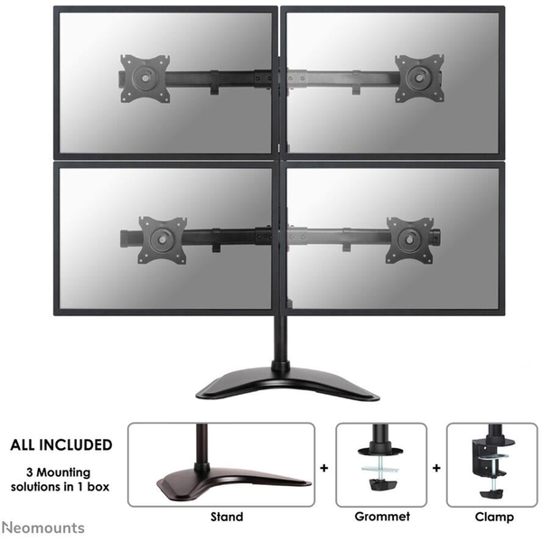 Neomounts NM-D335D4BLACK skærmbeslag og -stativer 68,6 cm (27") Sort Skrivebord