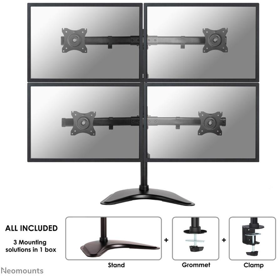 Neomounts NM-D335D4BLACK asztali TV konzol 68,6 cm (27") Fekete (NM-D335D4BLACK)