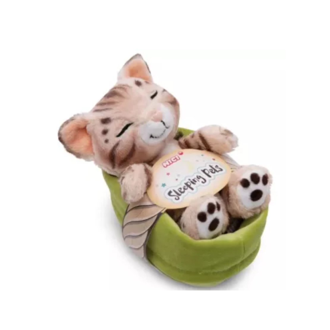 Nici Green Szunyókáló bengáli cica kosárban plüss figura 15 cm (49747)