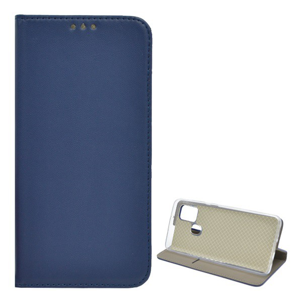 Tok álló, bőr hatású (FLIP, oldalra nyíló, asztali tartó funkció) KÉK [Samsung Galaxy A21s (SM-A217F)] (5996457981793)