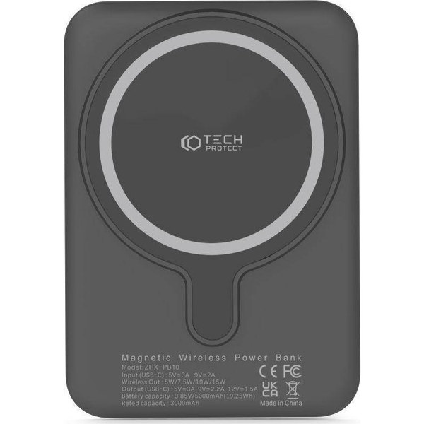 Tech-Protect PB10 LifeMag 5000mAh MagSafe Power Bank Fekete