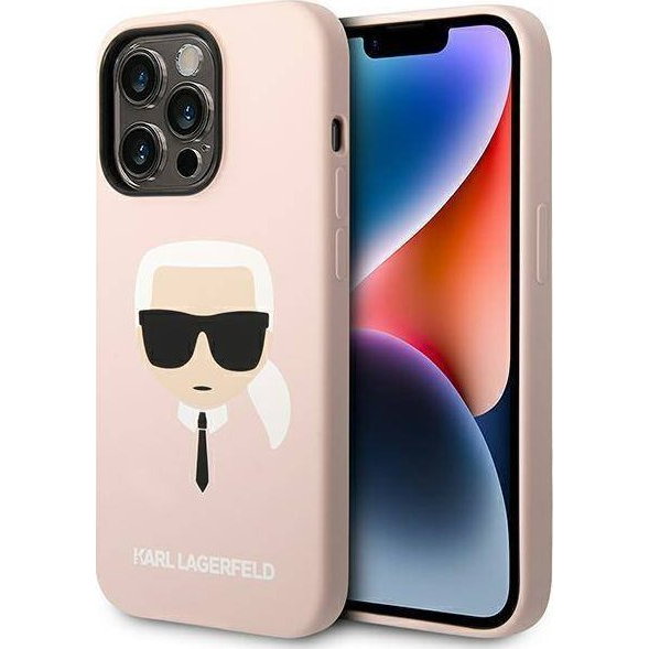 Karl Lagerfeld Head Liquid szilikon hátlap tok Apple iPhone 14 Pro, rószaszín (KLD1074)