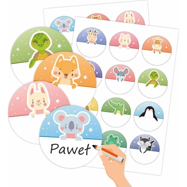  LearnHow Naklejki do szafki/na szafki - Zwierzaki 24 szt.