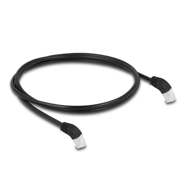Delock RJ45 Netzwerkkabel Cat.6A S/FTP 45° nach unten gewinkelt 1 m schwarz