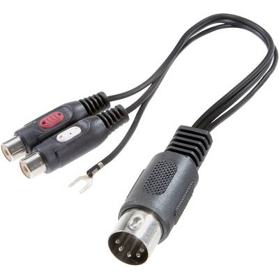 SpeaKa Professional RCA / DIN csatlakozó Audio Y adapter [1x Dióda dugó, 5 pólusú (DIN) - 2x RCA alj] Fekete