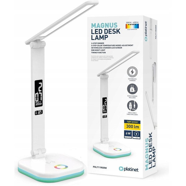 Platinet desk lamp PDL711RGB, white (46218)
