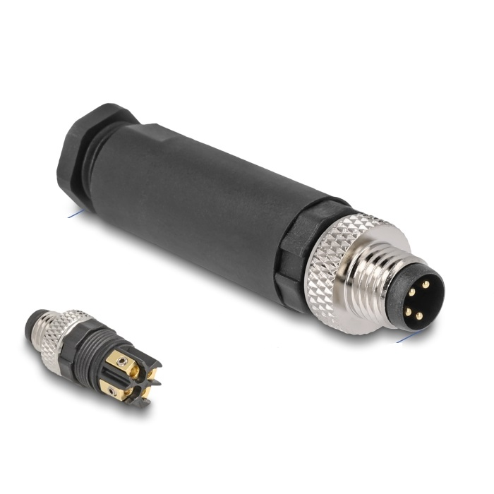 Delock M8 Csatlakozó A-kódolású, 4 tűs apa csavarozható kapcsolat (60530) (60530)