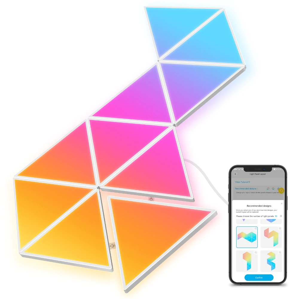 Govee Glide Triangle Smart Okos Fali LED dekoráció fénypanel szett (10db) (B6067301)