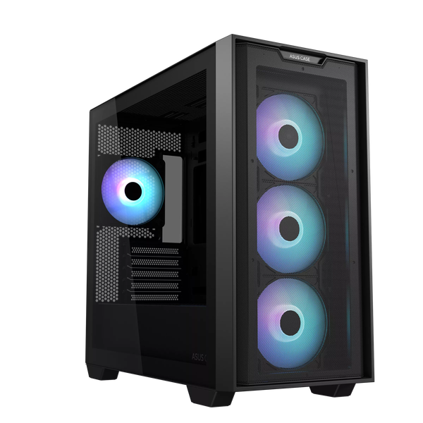 Ház ASUS A21 Plus Midi Torony Számítógépház + 4db 120mm ARGB ventilátor - Fekete