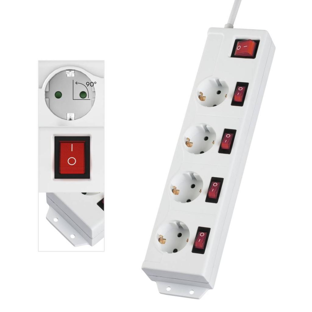 Hama 00223121 Elosztó kapcsolóval Fehér Védőérintkezős 1,4m (h00223121)