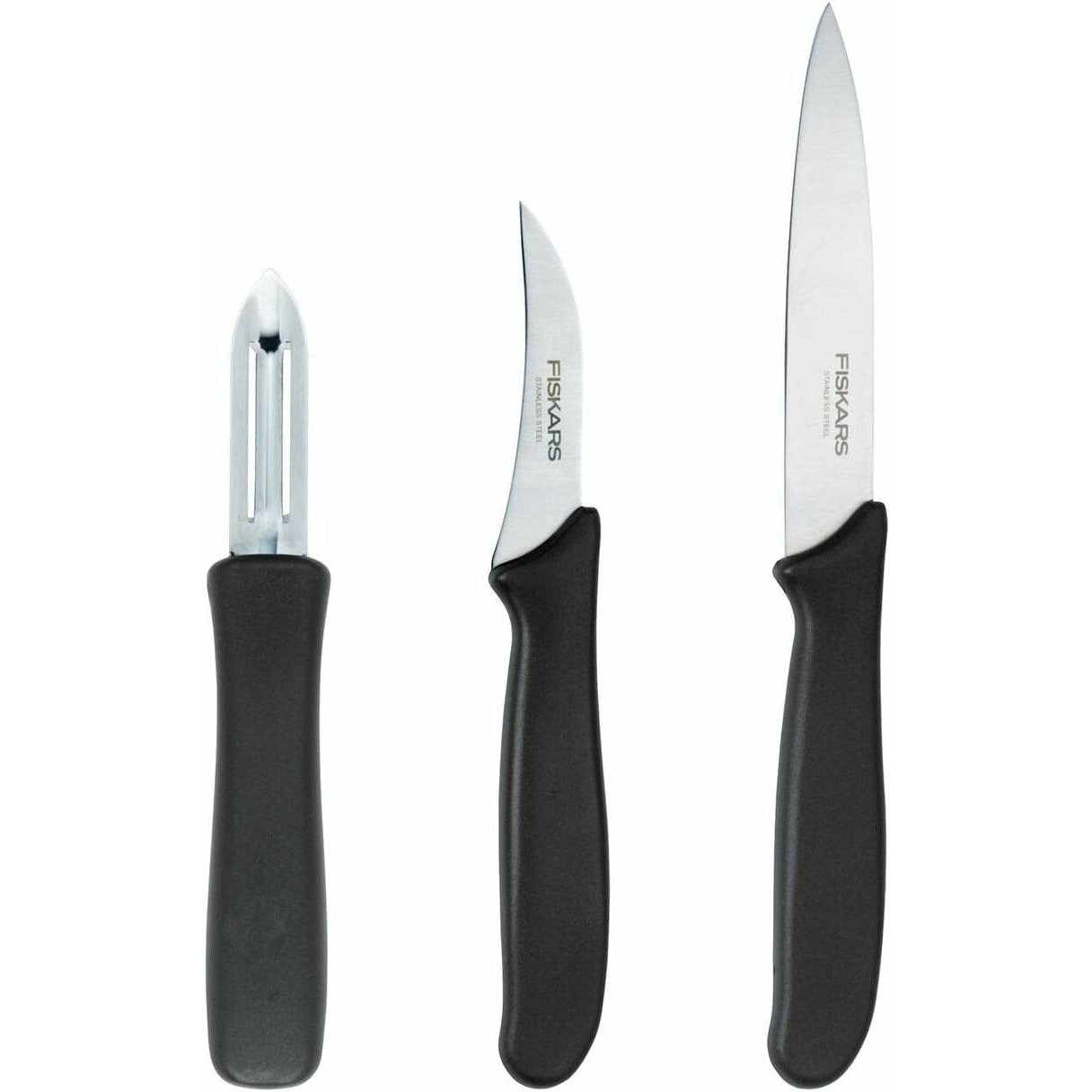 Fiskars Essential Sada nožov na ovocie a zeleninu Škrabka 3 kusy (1065600)