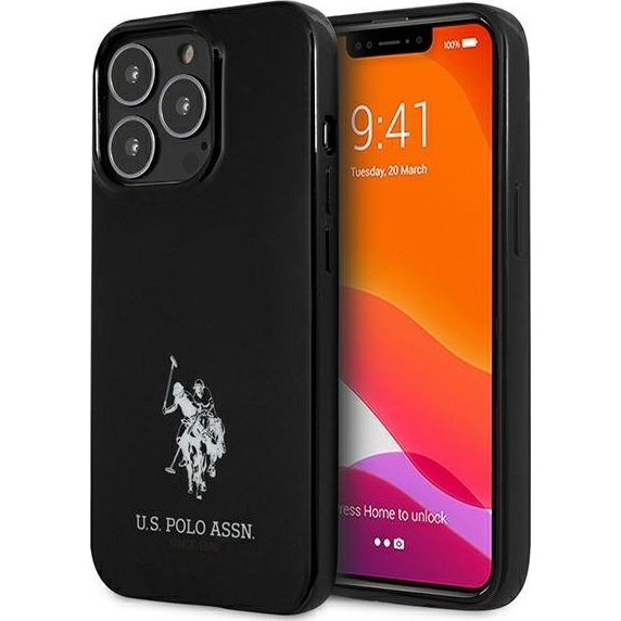 US Polo USHCP13XUMHK iPhone 13 Pro Max 6,7" Fekete Keménytok Horses Logo