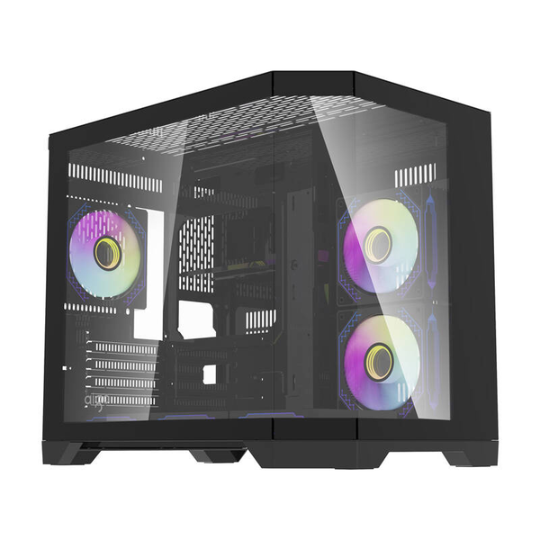 Darkflash FT418 Mini Torony Számítógépház + 6db 120mm aRGB ventilátor - Fekete