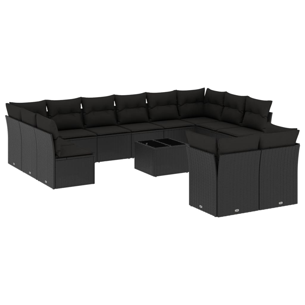 13 részes fekete polyrattan kerti ülőgarnitúra párnákkal (3218435)