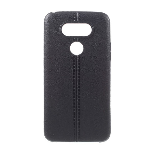 Szilikon telefonvédő (bőr hatású, varrás minta) FEKETE [LG G5 (H850) ] (5996457634392)