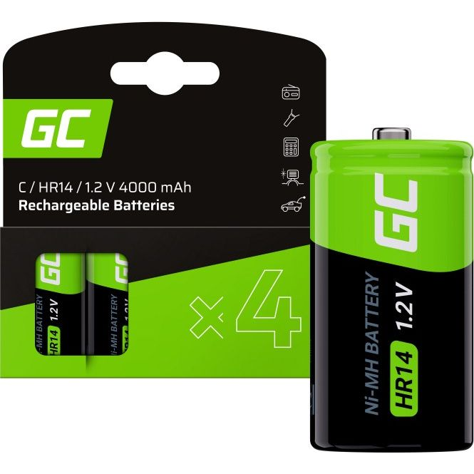 Green Cell GR14 C (R14) 4000mAh NiMH elem 4db fekete-zöld (GR14)