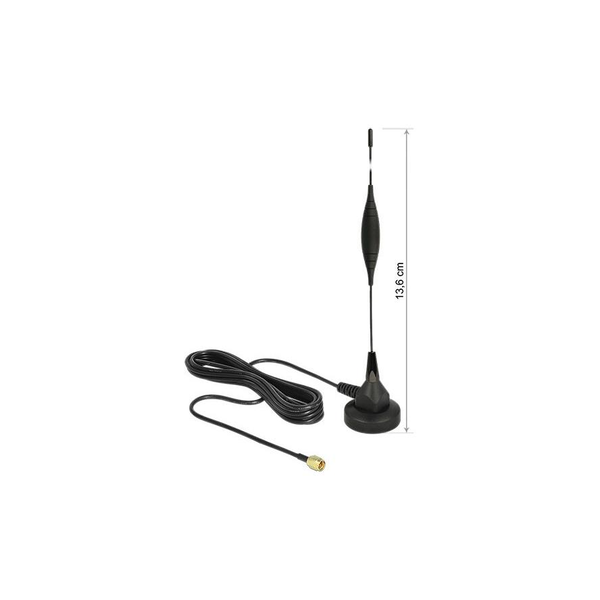 Delock GSM antenna SMA-dugó 5 dBi irányítatlan, rögzített, mágneses talppal és csatlakozókábellel (R