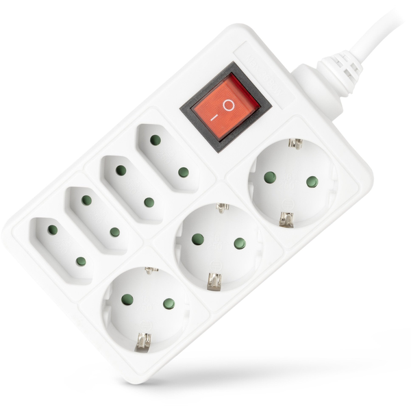 Entac Steckdosenleiste 7fach 1,5m Schalter weiß
