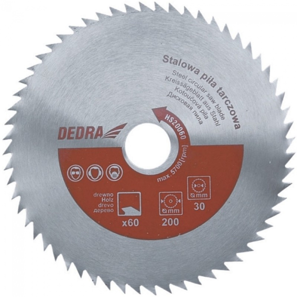 Dedra Stalowa piła tarczowa do drewna 250x60x30 - HS25060