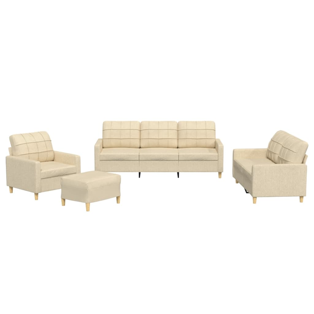 4 részes krémszínű szövet ülőgarnitúra párnákkal (3201252)