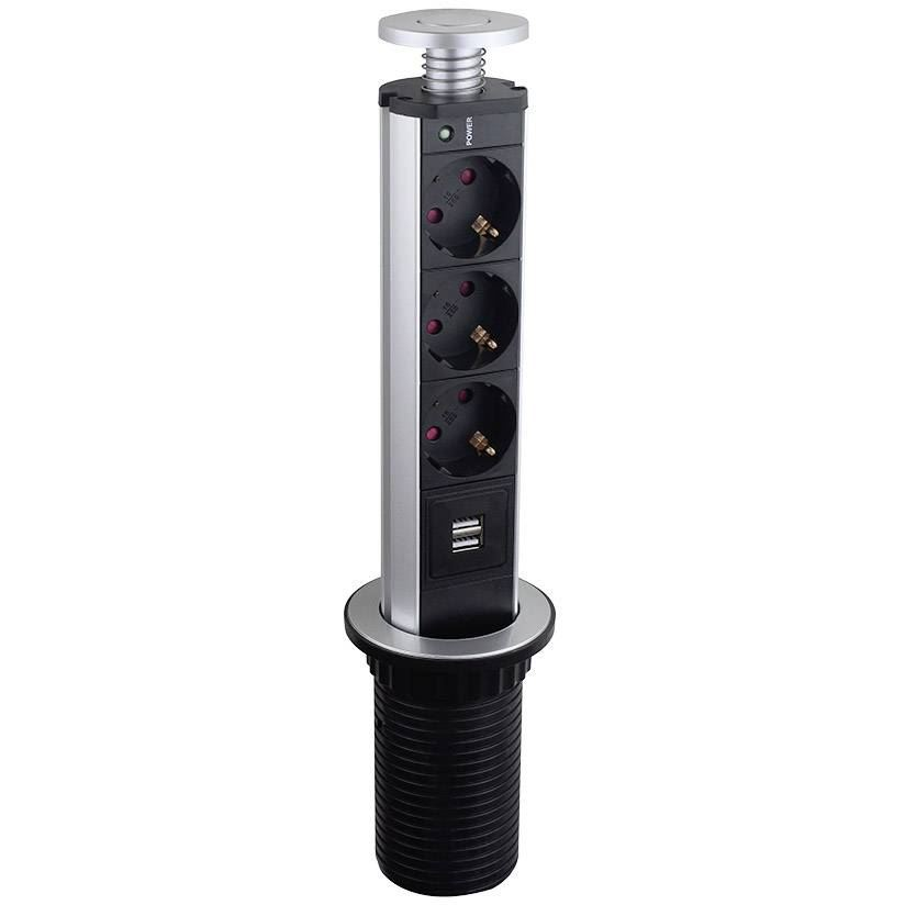 LEDmaxx TSD001 Elosztó torony 3 részes Alumínium, Fekete (TSD001)