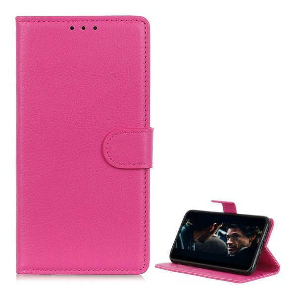 Tok álló, bőr hatású (FLIP, oldalra nyíló, asztali tartó funkció, prémium) RÓZSASZÍN [Huawei P40 Lite E / Y7p] (5996457954124)