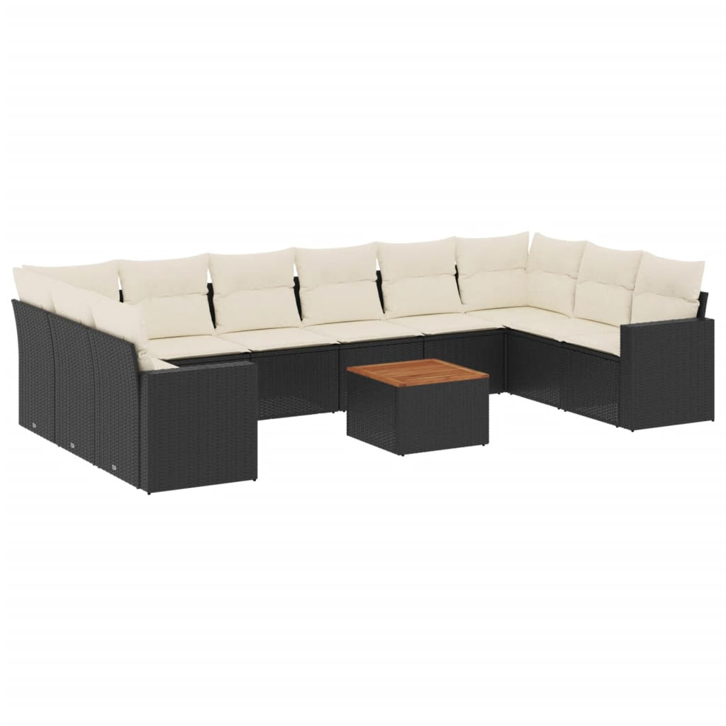 11 részes fekete polyrattan kerti ülőgarnitúra párnákkal (3256623)