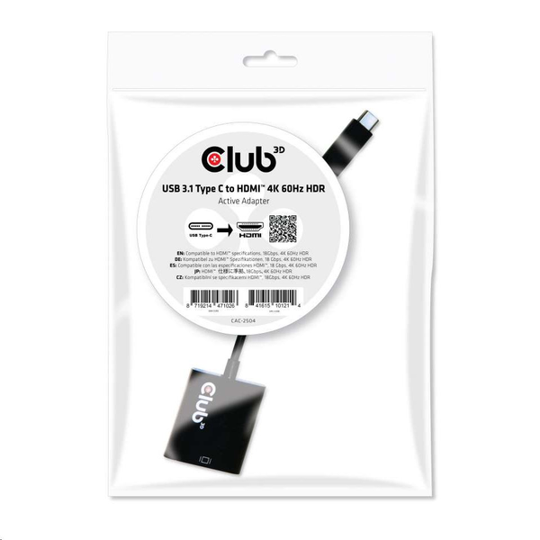 CLUB3D CAC-2504 tussenstuk voor kabels Zwart