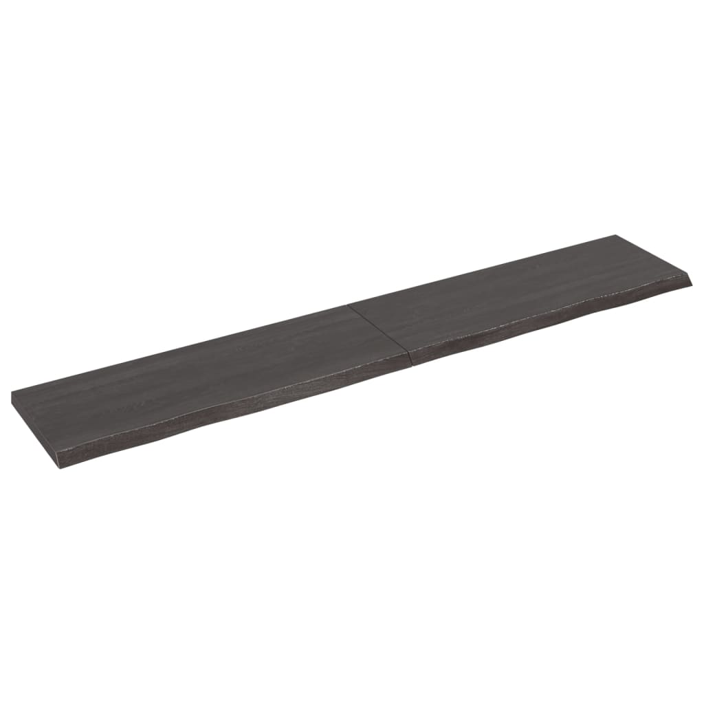 sötétbarna kezelt tömör tölgyfa fali polc 220 x 40 x (2-4) cm (363854)