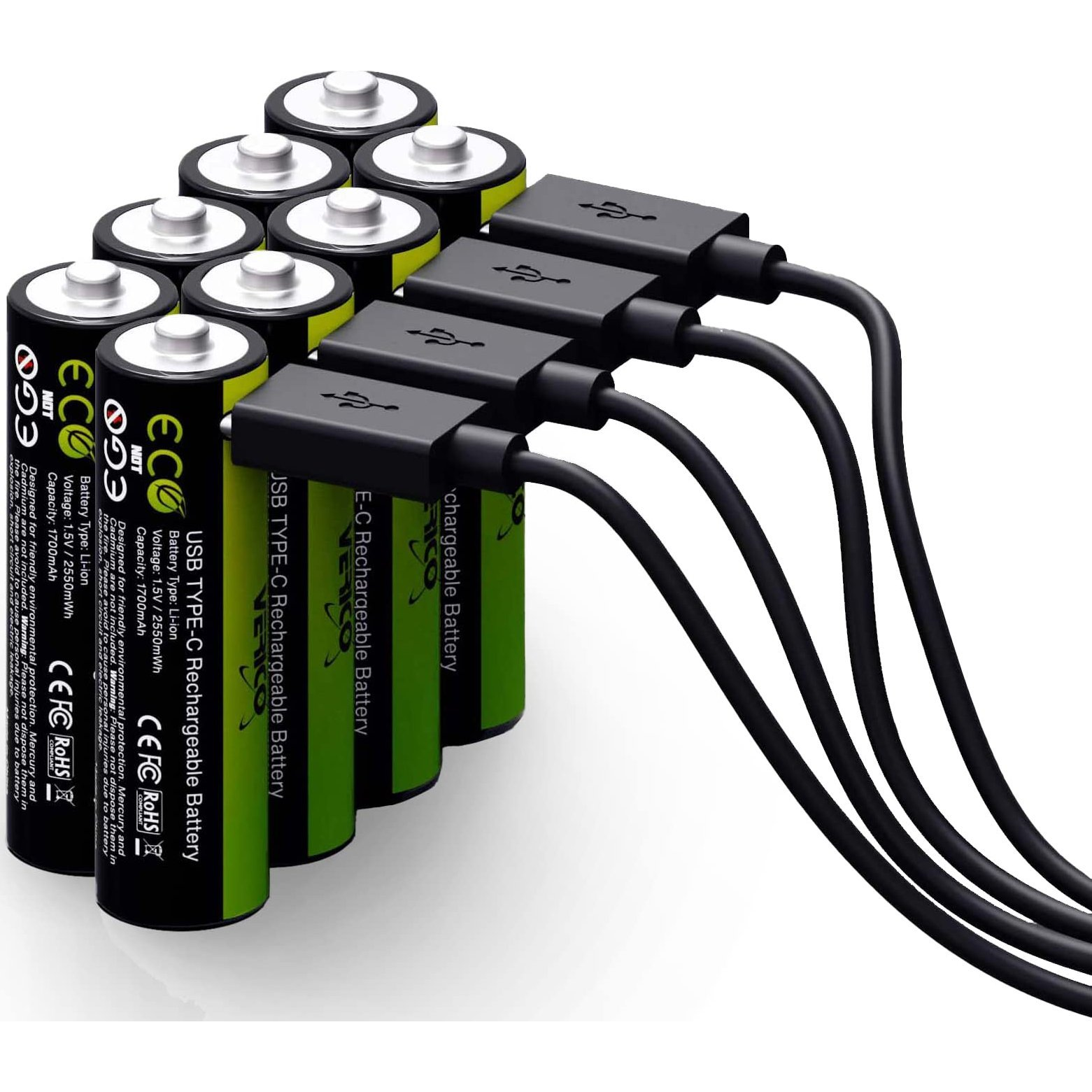 USB-C lítiumion ceruzaakku 1700 mAh 1.5 V 8 db, Verico LoopEnergy 1BTOV-A1WECD-NN (1BTOV-A1WECD-NN)