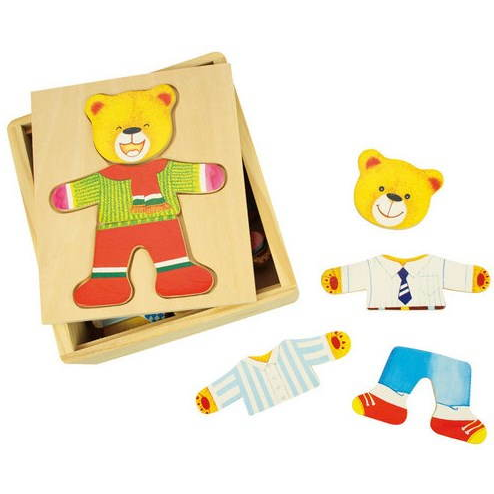 Fából készült öltöztetős puzzle dobozban - Medve úr (691621087657)