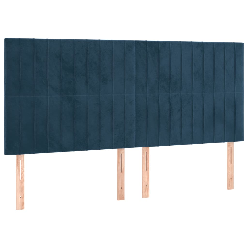 4 db sötétkék bársony fejtámla 90x5x78/88 cm (3116634)