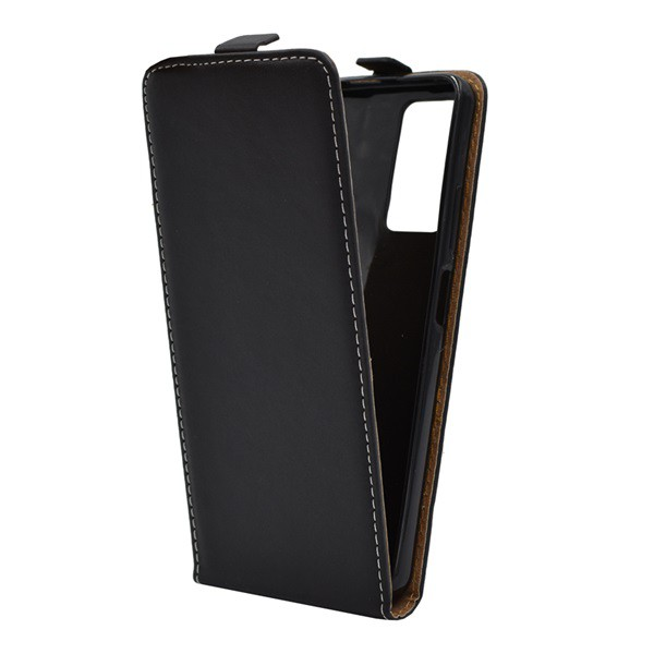 Tok álló, bőr hatású (FLIP, lefelé nyíló, szilikon tartó) FEKETE [Xiaomi Redmi Note 11 Pro]