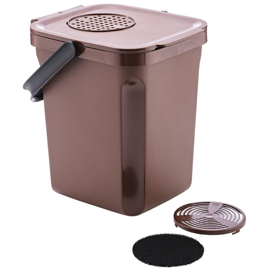 Denox Active Biohulladék gyűjtő szemetes, 10 l, barna (13210,839)