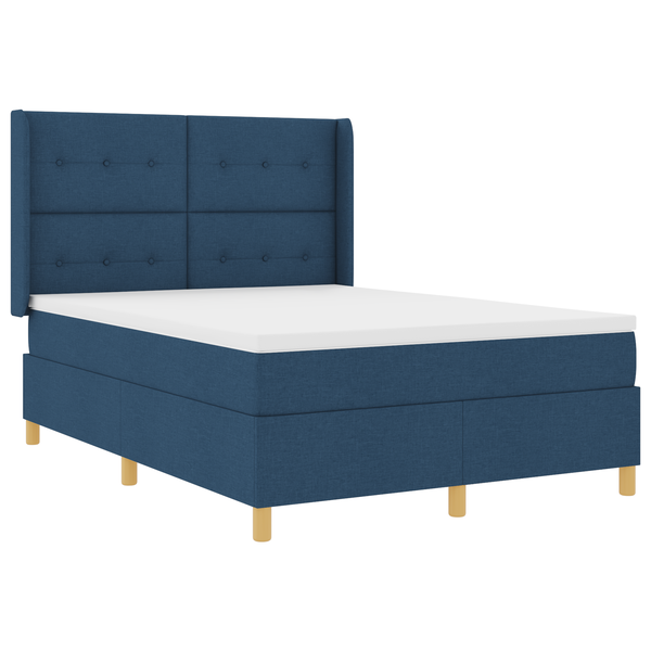 Boxspring Ágy Matrac Belső LED Kék 140x200 cm Szövet