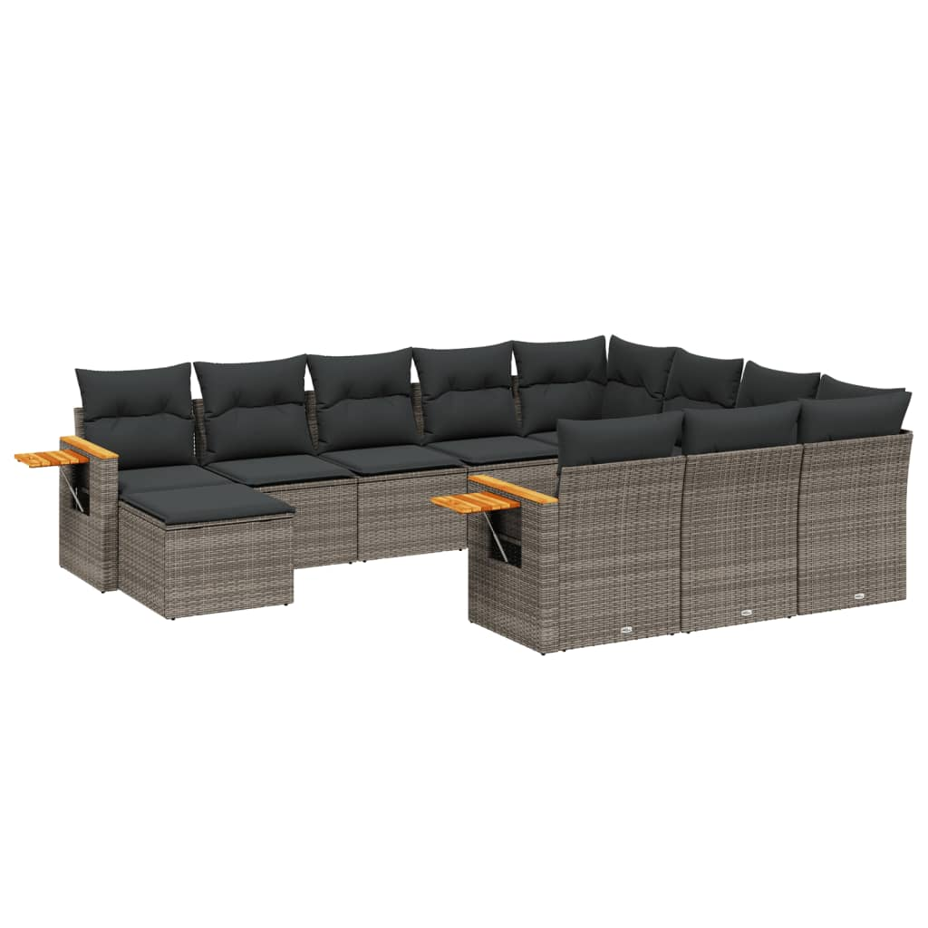 11 részes szürke polyrattan kerti ülőgarnitúra párnákkal (3259610)