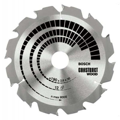 Bosch PRO Construct Wood körfűrészlap, 180x2,6x30 mm 12 fog, építőipari és szennyezett fához