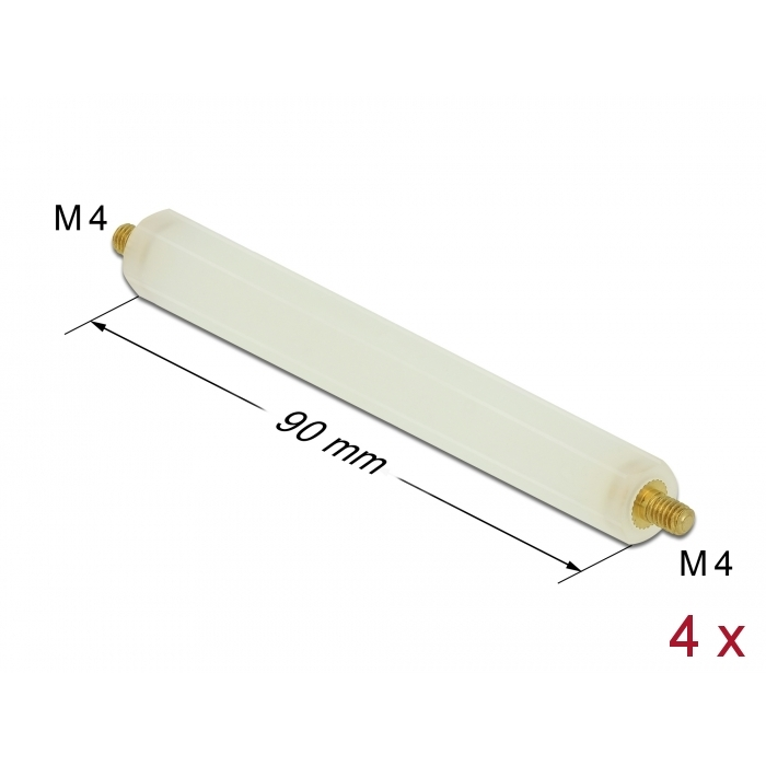 Delock Távtartó M4 - M4, hatszögletű, külső menetes / külső menetes, 90 mm-es természetes színű, 4 d (60274) (60274)