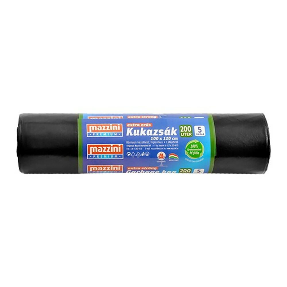 Mazzini Premium extra erős szemeteszsák 200 l (5 db / tekercs) - Fekete (104101)