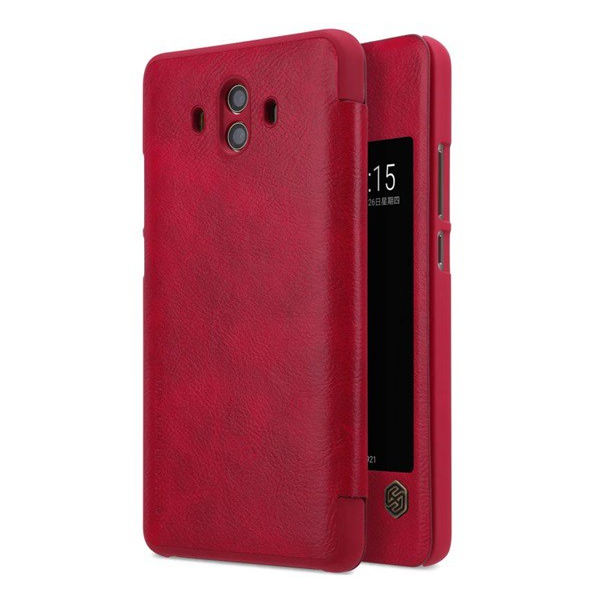 NILLKIN QIN tok álló, bőr hatású (aktív FLIP, oldalra nyíló, S-View Cover) PIROS [Huawei Mate 10] (5996457735969)
