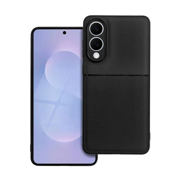 Szilikon telefonvédő (ütésállóság, mágneses, bőr hatású hátlap, csíkos) FEKETE Samsung Galaxy S25 Edge (SM-S937) "Gigapack csomagolás" (GP-174339)