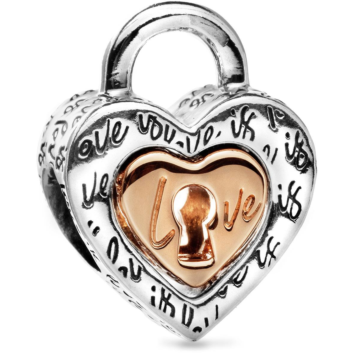 PANDORA 782505C00 Kétszínű szétosztható medál Szív lakattal (Ag 925/1000, 4,08 g) (5700303022710)